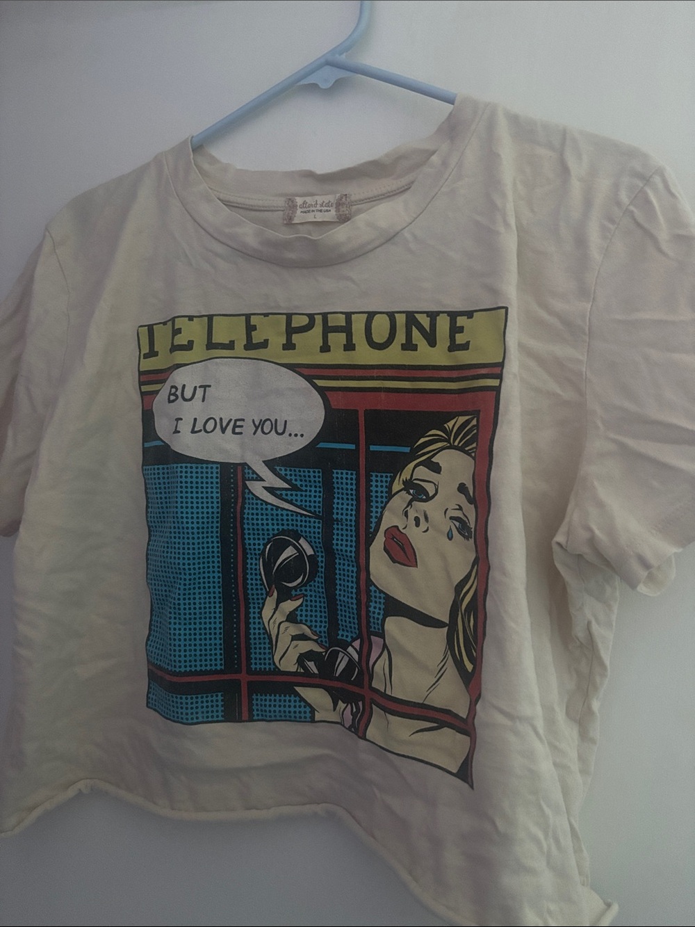 Altar'd State Cream Graphic Telephone Pop Art Tee